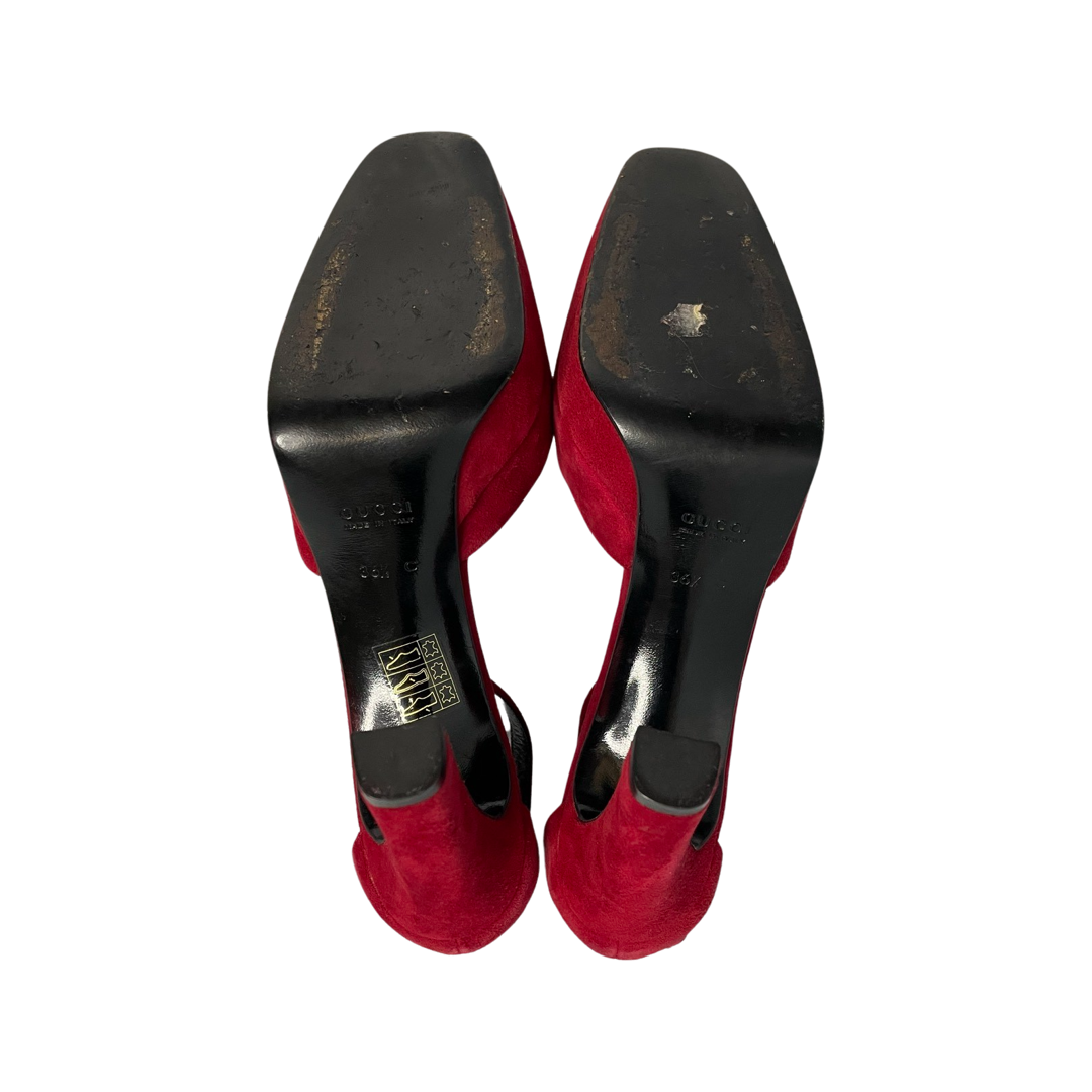 Calzado Gucci Tacones Gamuza Rojo-Talla 36.5