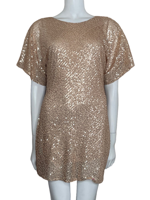 Vestido INA Lentejuela Back Out Beige-Talla S