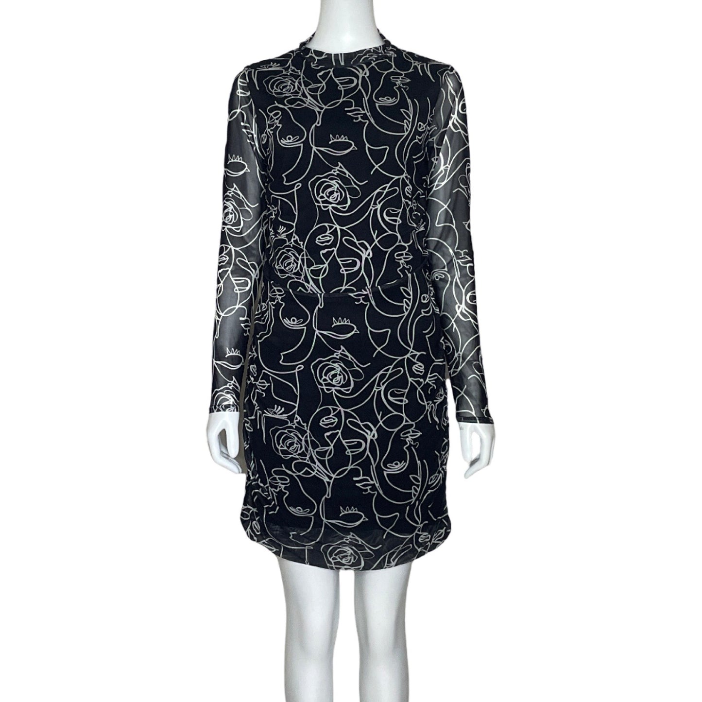 Vestido PrettyLittleThing Estampado Negro-Talla 10