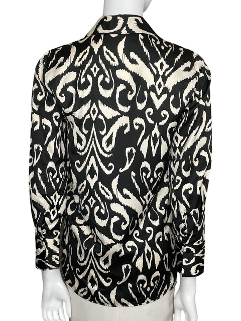 Camisa MNG Estampada Manga Larga Negro-Talla 2