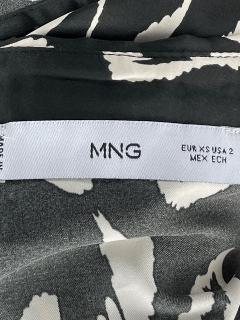 Camisa MNG Estampada Manga Larga Negro-Talla 2