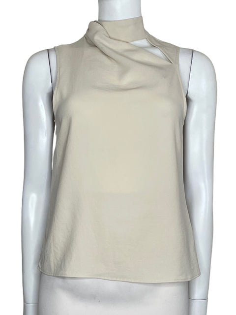 Top Zara Halter Drapeado Beige-Talla XS