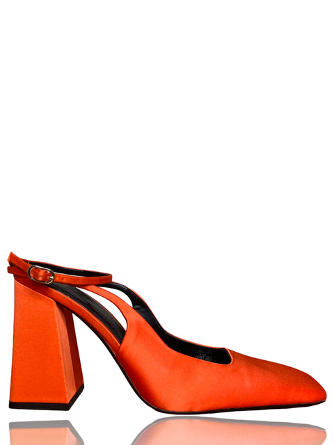 Calzado Zara Heels Satinados Naranja-Talla 39