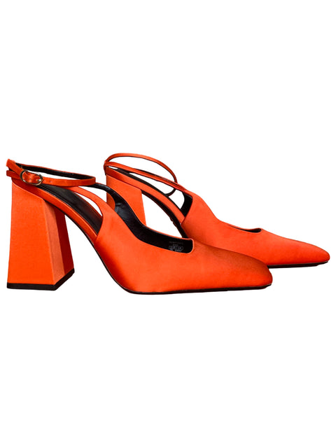 Calzado Zara Heels Satinados Naranja-Talla 39