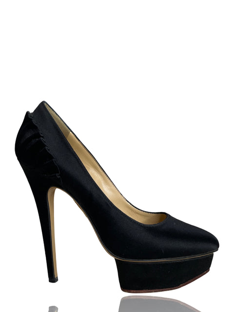 Calzado Charlotte Olympia Paloma Satin Platform Pump Negro-Talla 37