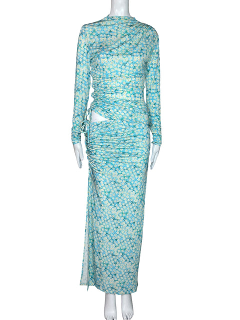 Vestido Siedres Estampado Flores Azul-Talla 36