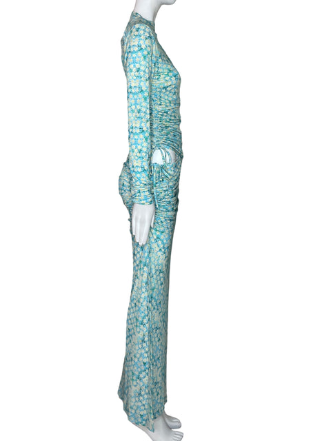 Vestido Siedres Estampado Flores Azul-Talla 36