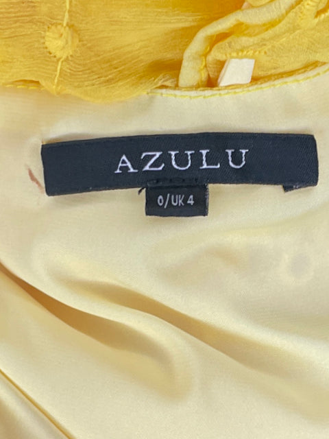 Vestido Azulu Troquelado Mangas Amarillo-Talla 4
