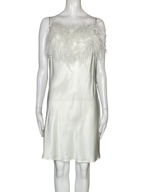 Vestido Sleeper Plumas Tiras Blanco-Talla M