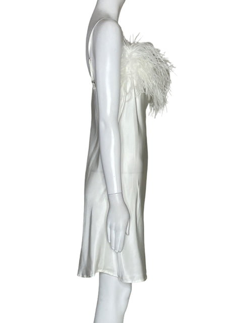 Vestido Sleeper Plumas Tiras Blanco-Talla M