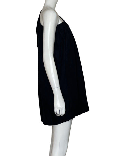 Vestido Anthropologie One Shoulder Lino Negro - Talla S