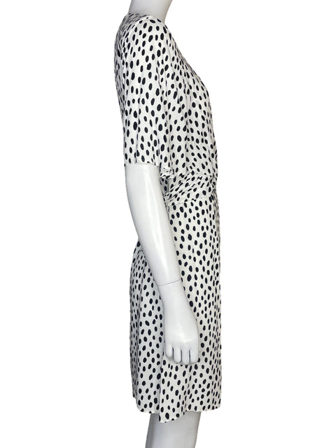 Vestido Zara Cuello V Bolas Blanco - Talla XS