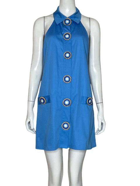 Vestido My Beachy Side Halter Botones Azul - Talla M