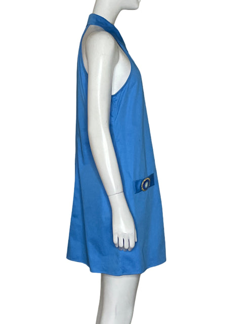 Vestido My Beachy Side Halter Botones Azul - Talla M