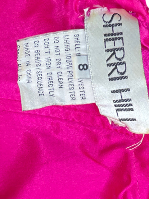 Vestido Sherri Hill Halter Pedrería Fucsia - Talla 8