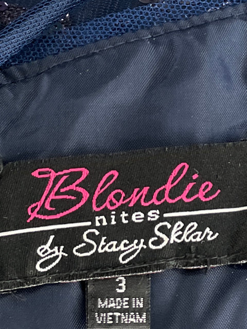 Vestido Blondie Nites Lentejuelas Azul-Talla 3