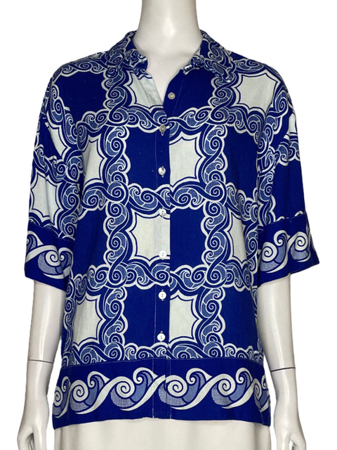 Camisa FarmRio Estampado Azul - Talla S