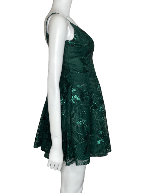 Vestido City Studio Mini Lentejuelas Verde-Talla S