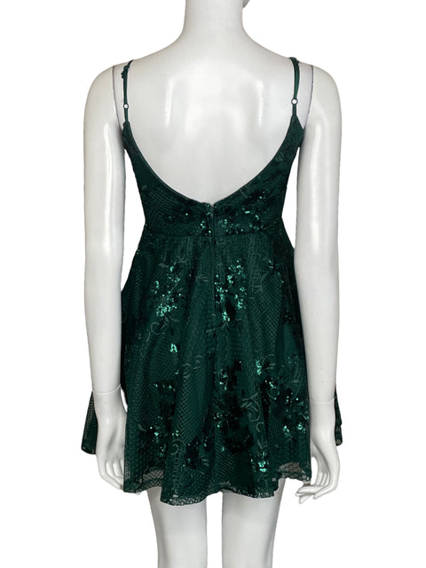 Vestido City Studio Mini Lentejuelas Verde-Talla S
