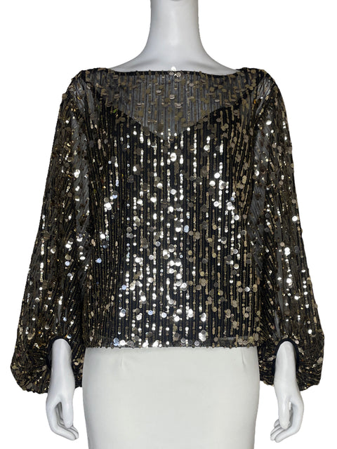 Blusa Trina Turk Lentejuelas Negro - Talla S