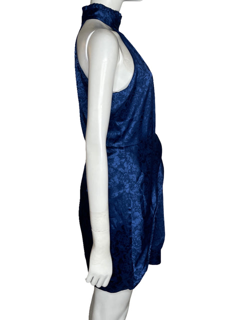 Vestido INA Halter Plisado Azul-Talla M