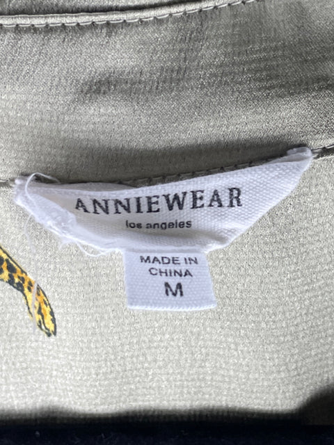 Vestido AnnieWear Estampada Leopardo Verde-Talla M