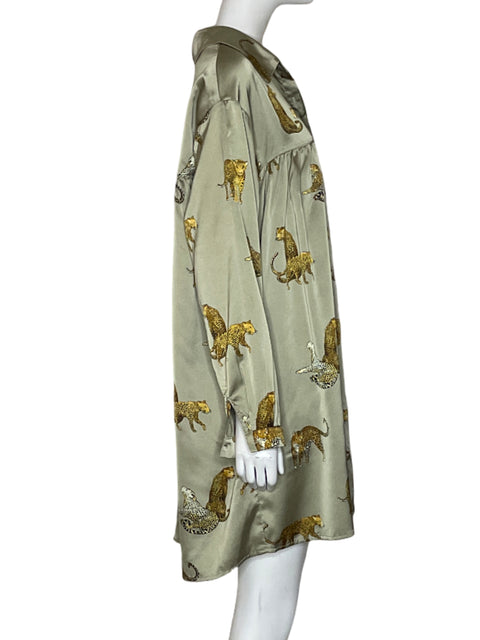 Vestido AnnieWear Estampada Leopardo Verde-Talla M