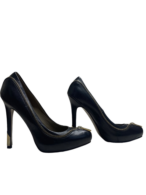 Calzado Versace Zip Tacón Negro - Talla 37