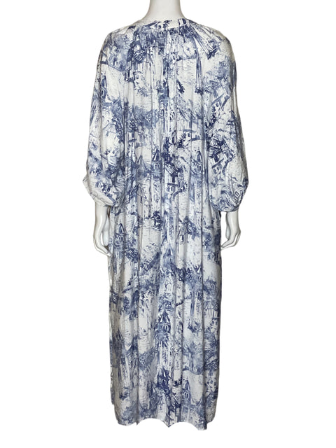 Vestido Dress Forum Camisón Estampado Azul-Talla M