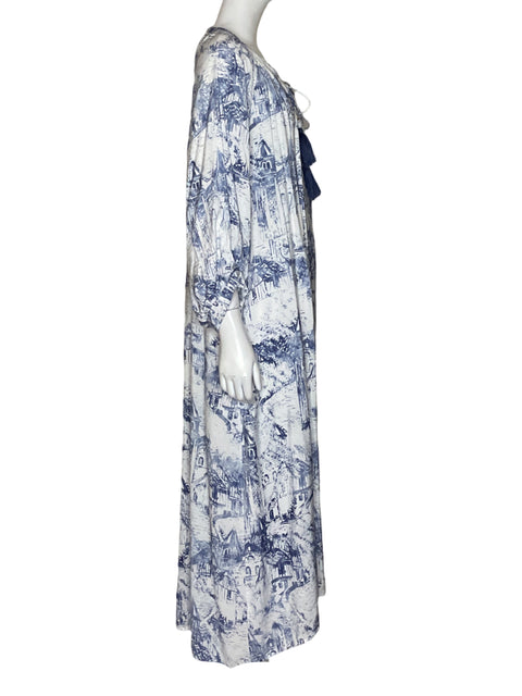 Vestido Dress Forum Camisón Estampado Azul-Talla M