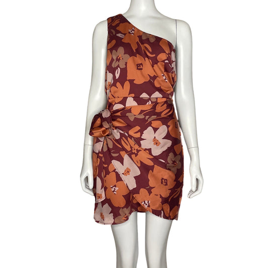 Vestido Gilli One Shoulder Floral Marrón -Talla S