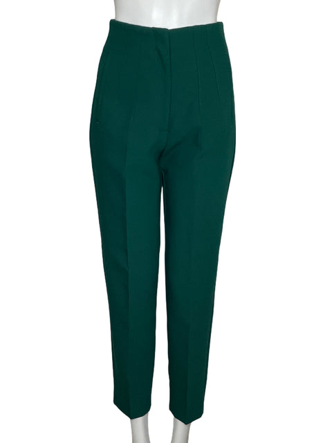 Pantalón Zara Slim Fit Tiro Alto Verde-Talla S