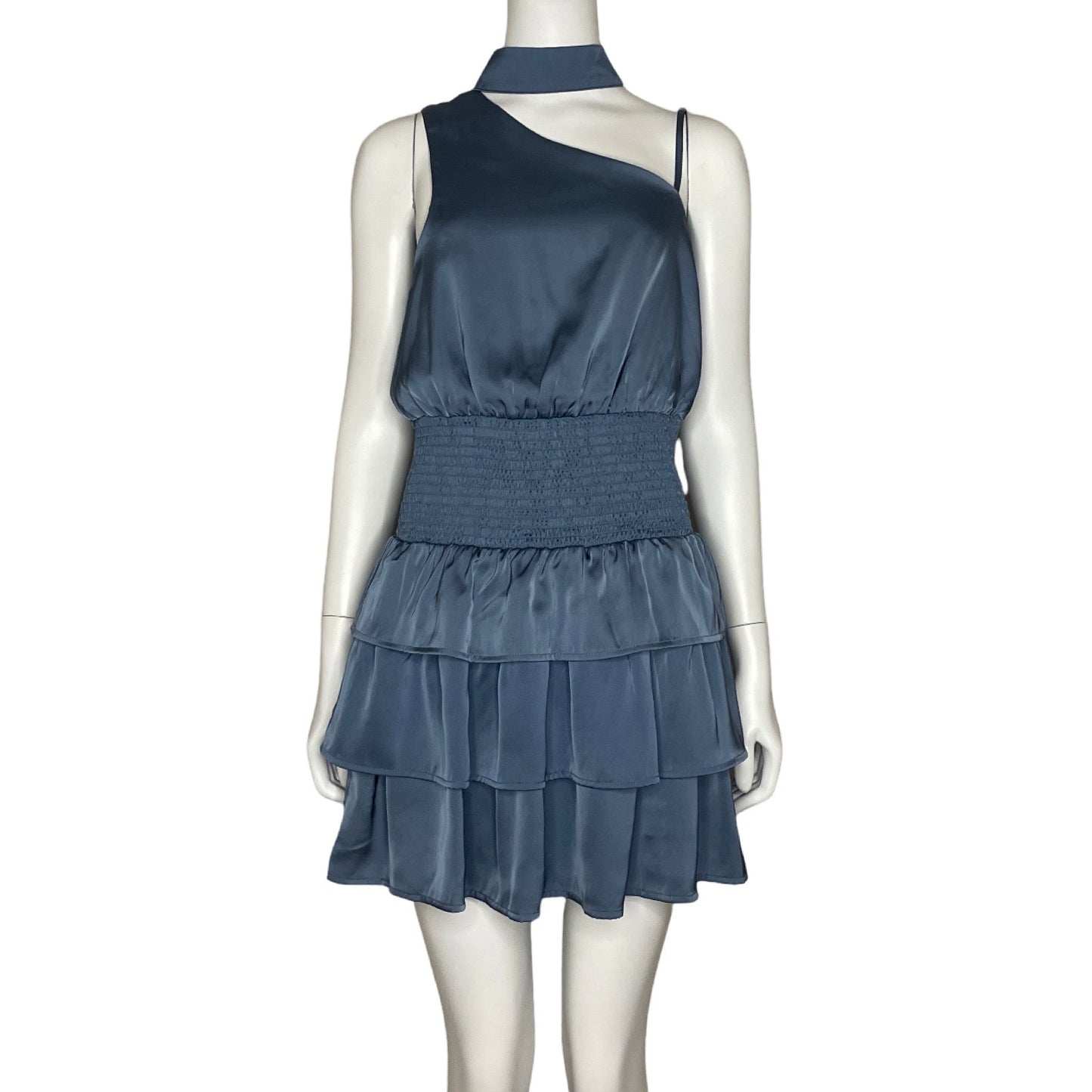 Vestido Lelis Capas Mini OneShoulder Gris-Talla S