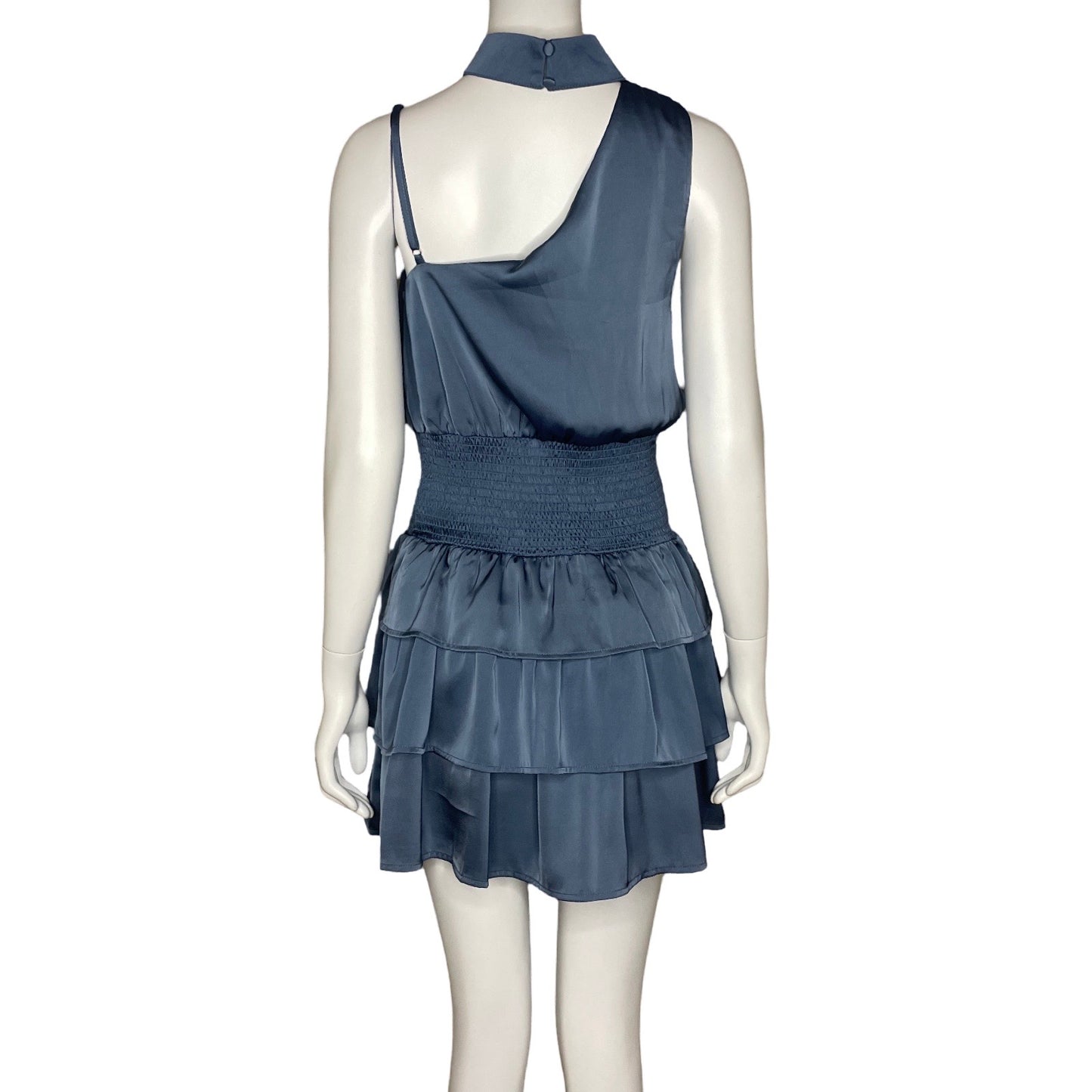 Vestido Lelis Capas Mini OneShoulder Gris-Talla S