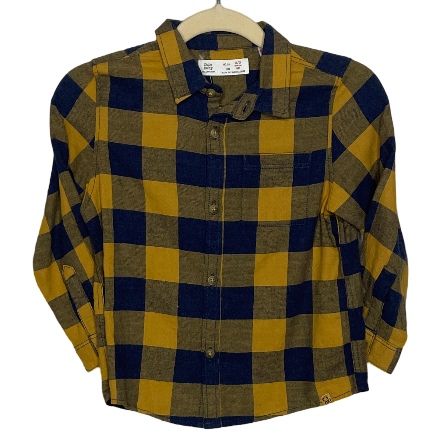 Camisa Zara Cuadros Amarillo-Talla 3