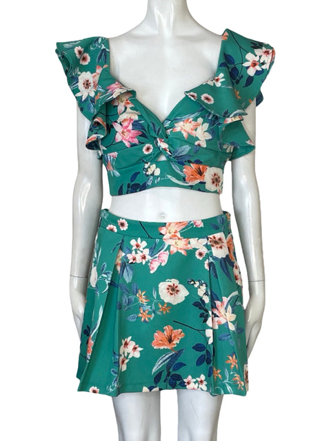 Set Latiste Top + Falda Floral Verde - Talla M