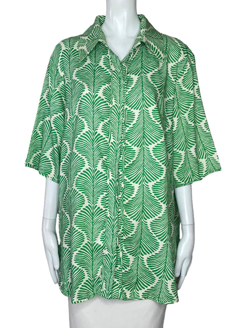 Camisa ISY Estampado Hojas Verde-Talla XL