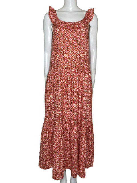 Vestido Ann Taylor Floral Maxi Naranja-Talla M