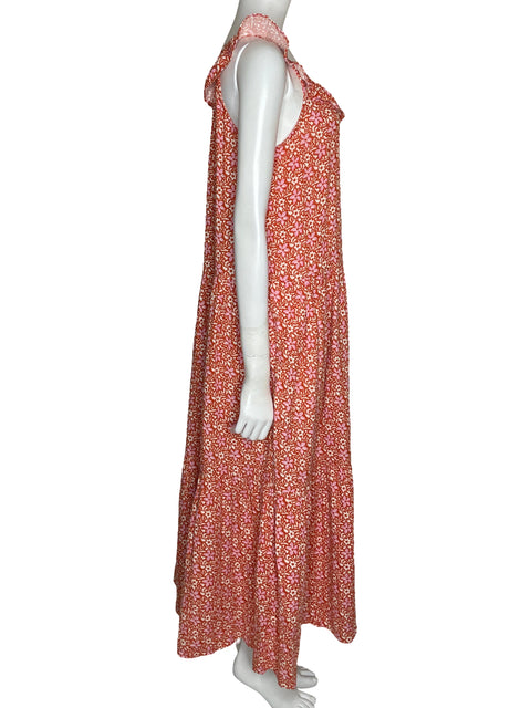 Vestido Ann Taylor Floral Maxi Naranja-Talla M