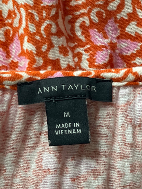 Vestido Ann Taylor Floral Maxi Naranja-Talla M