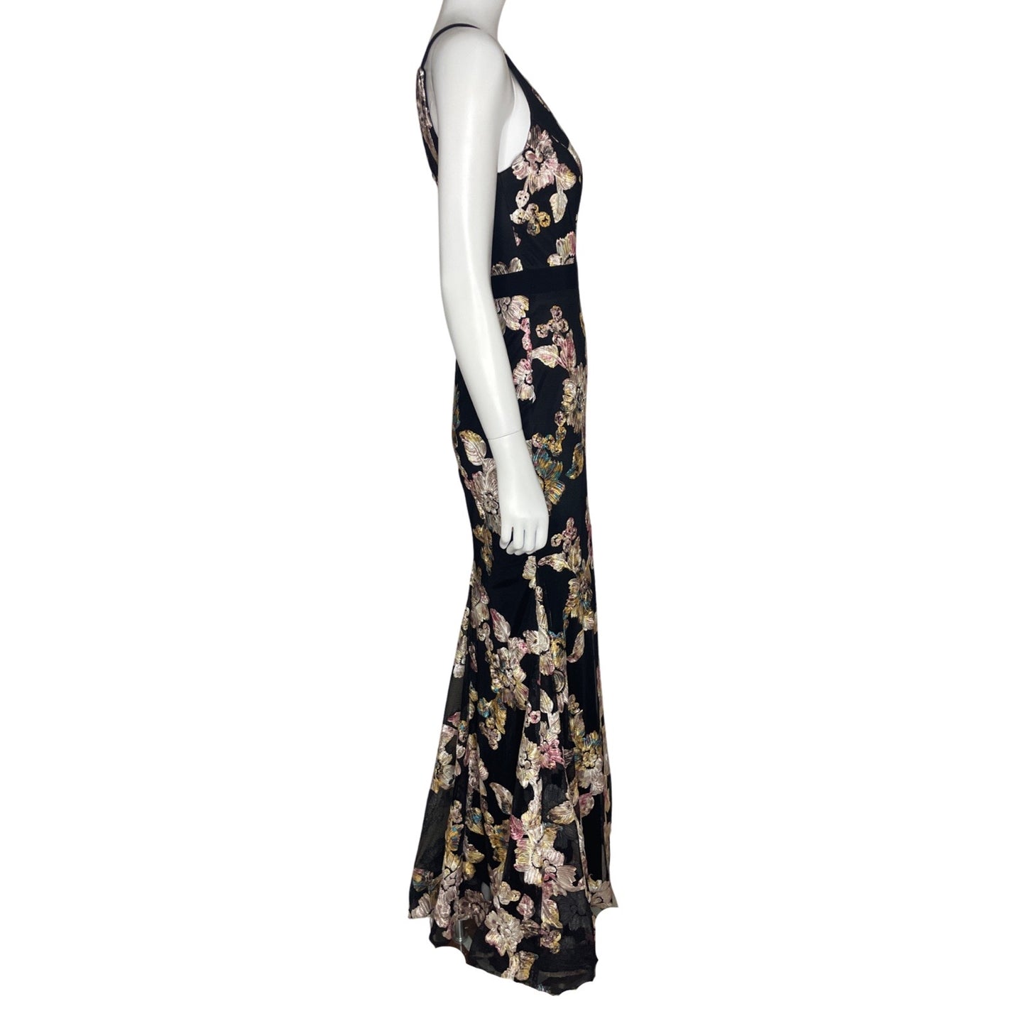 Vestido Xcape Bordado Floral Negro-Talla 4