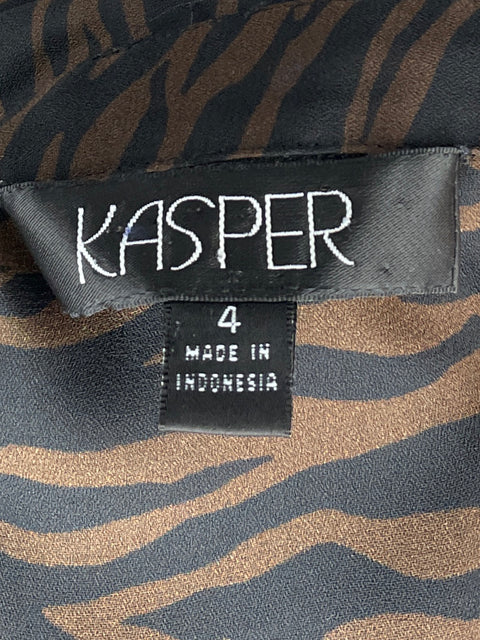 Camisa Kasper Animal Print Long Sleeve Marrón-Talla 4