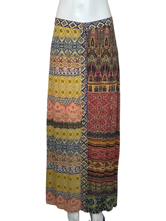 Falda Desigual Estampado Botones Amarillo - Talla 42