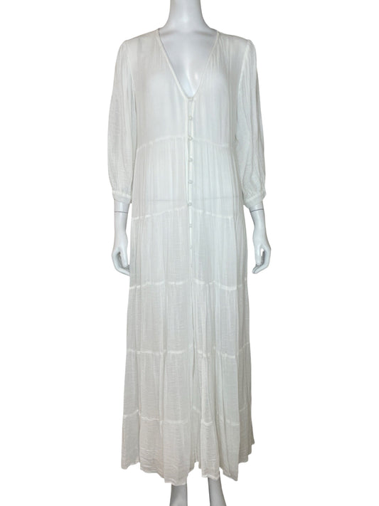 Vestido Zara Mangas Larga Botones Blanco - Talla S