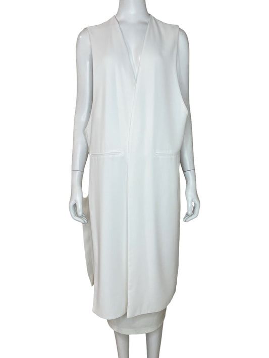 Cardigan Zara Sin Mangas Blanco - Talla S