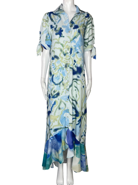 Vestido Ana Milena Mutis Camisero Azul-Talla 8