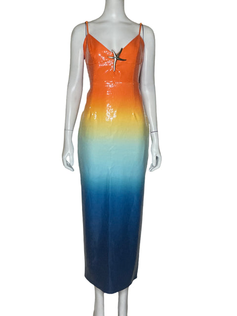 Vestido RnWy Lentejuelas Naranja-Talla L