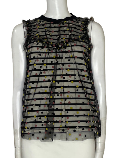 Blusa Maeve Anthropologie Tul Puntos Negro - Talla XS