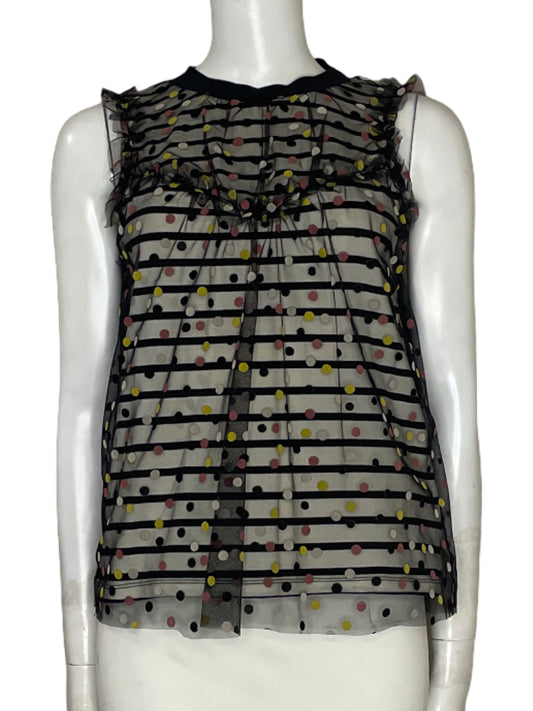 Blusa Maeve Anthropologie Tul Puntos Negro - Talla XS