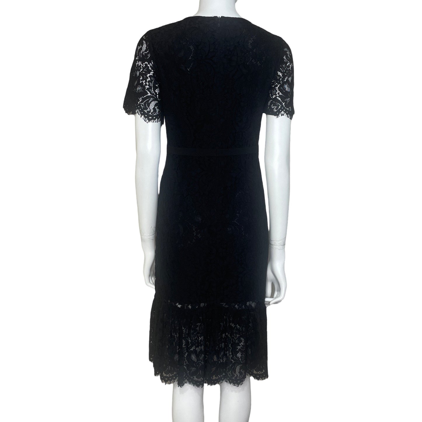 Vestido Wang Yu Encaje Tejido Negro-Talla 8